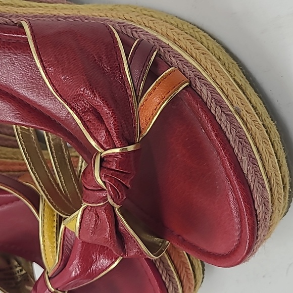 Na Na boho 70s style braided wedge sandal heels size 8 red leather straps - Picture 6 of 10